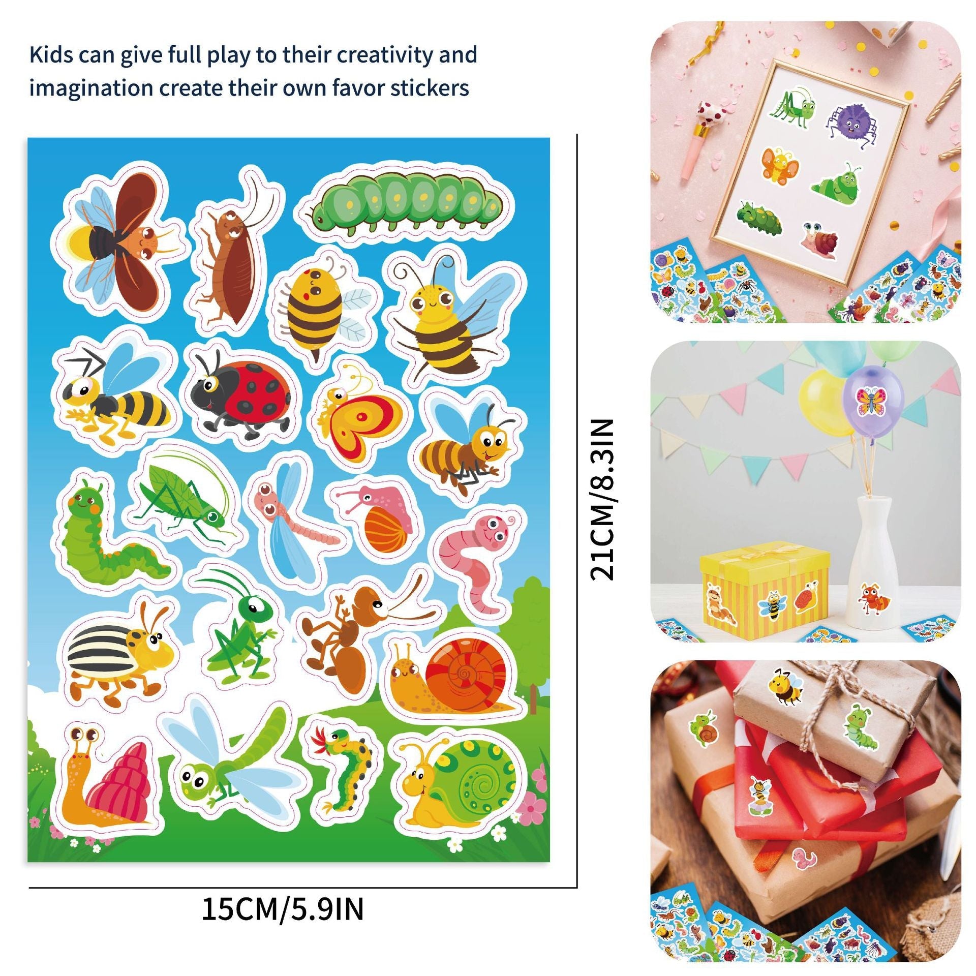 Make a Face Insect Bee Beetle DIY Stickers for Kids 24 Sheets