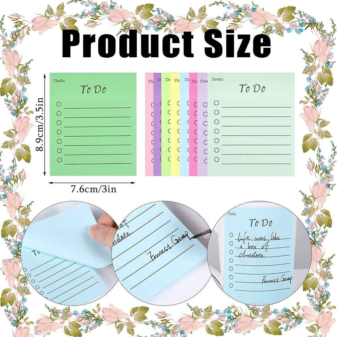 To Do List Sticky Notes Memo,50 Sheets/pad,9 Colors,10x7cm