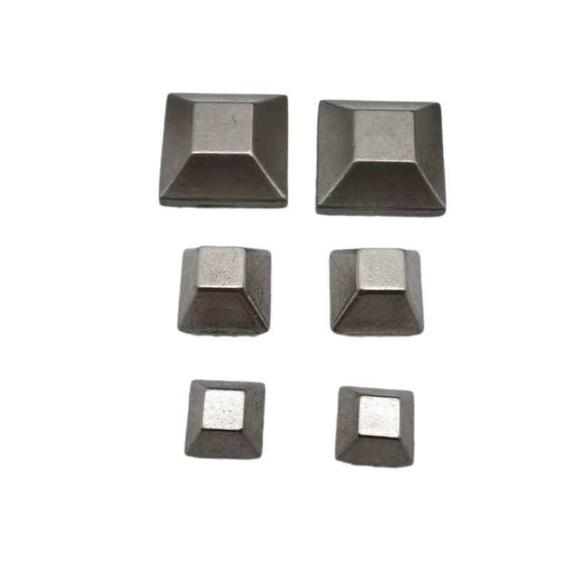 Vintage silver flat-top pyramid studs, alloy rivets with square base openings