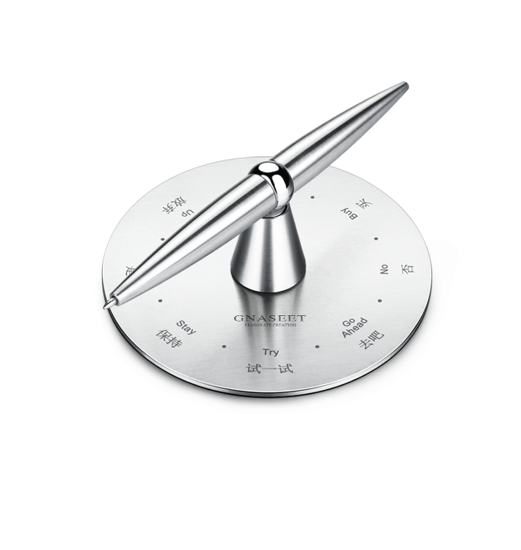GNASEET Brushed Stainless Steel Spinning Stress Relief Decision Pen
