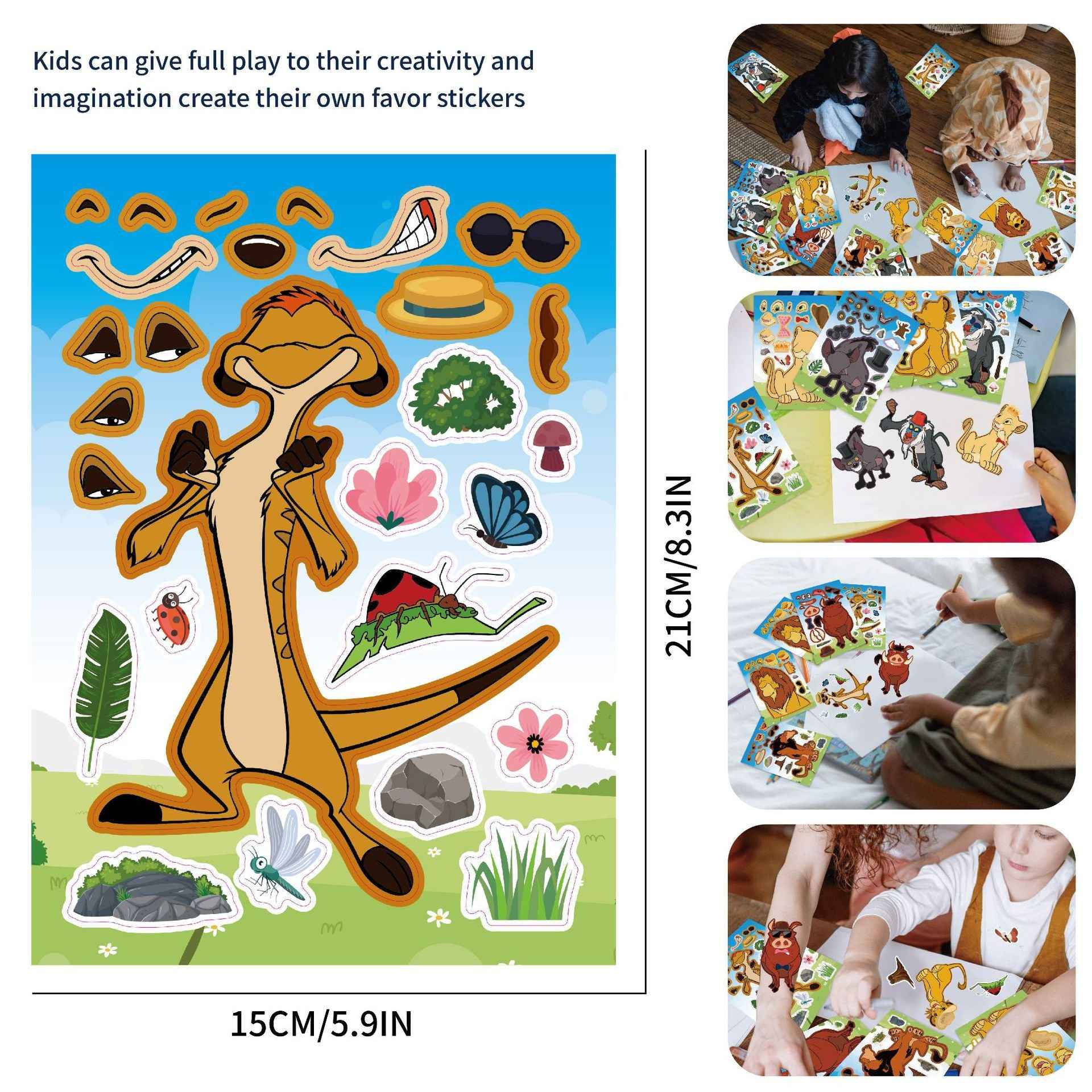 Make a Face Cartoon The Lion King Stickers for Kids 24 Sheets