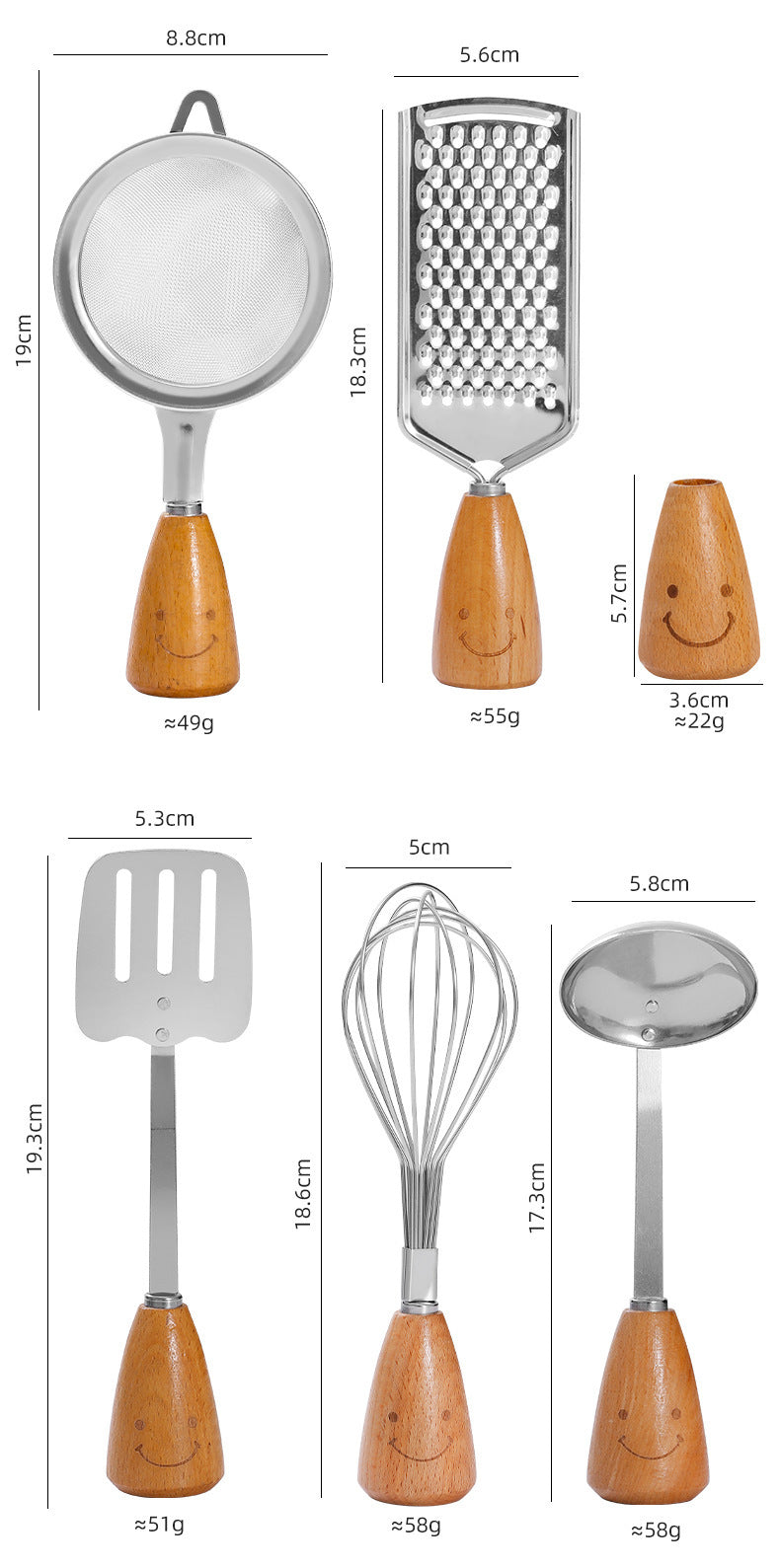 12-Piece Kitchen & Baking Tool Set – Stainless Steel with Wooden Handles