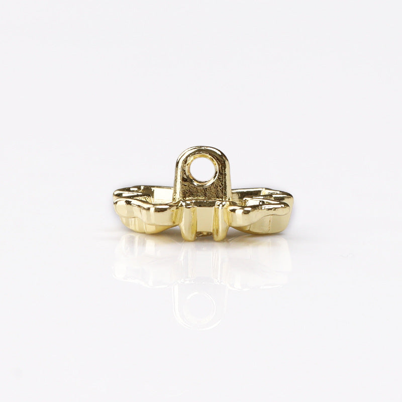 Crystal bow metal shank button back with loop for sewing