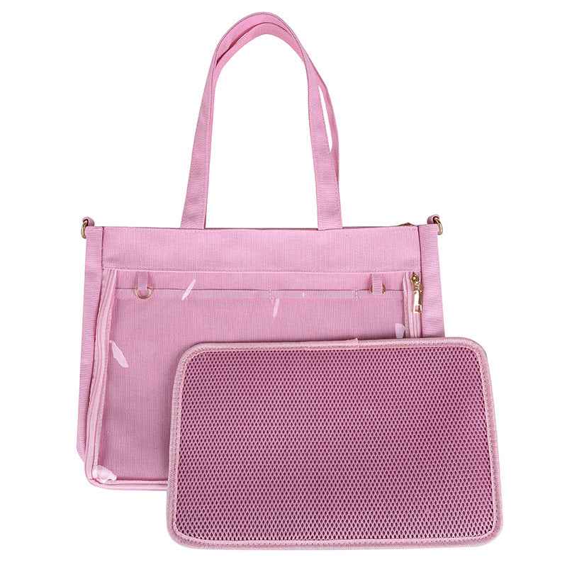 Canvas Ita Bag PVC Window Tote Pink