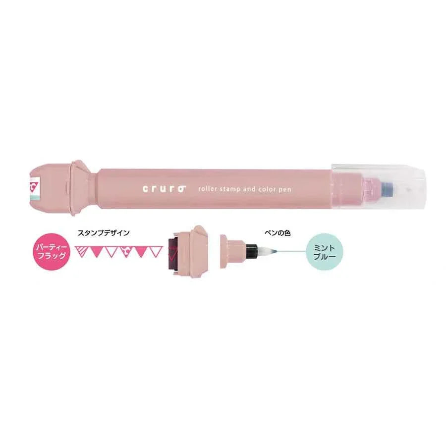 Kutsuwa Cruro Roller Stamp and Color Pen Pink