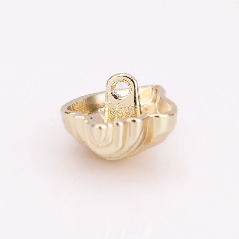 Conch shell metal shank button (Light Gold) close-up of the shank and interior