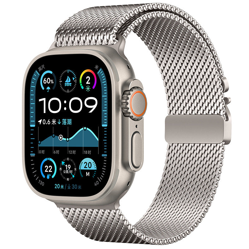 Apple Watch Stainless Steel Milanese Loop Band with Parachute Buckle