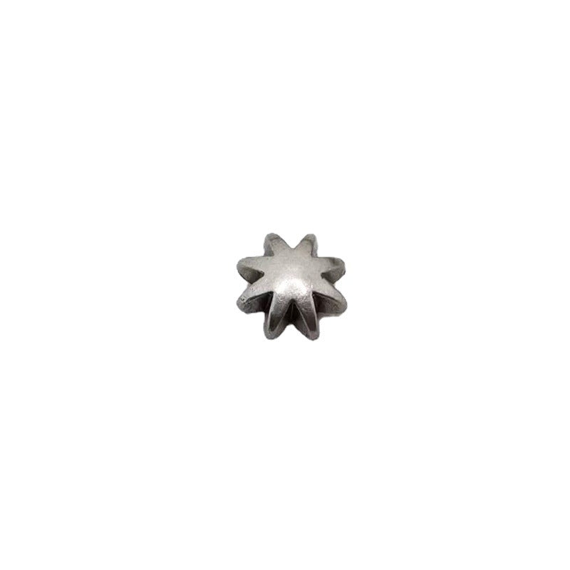 Antique silver starburst rivet studs, 9.5mm; front and back pieces