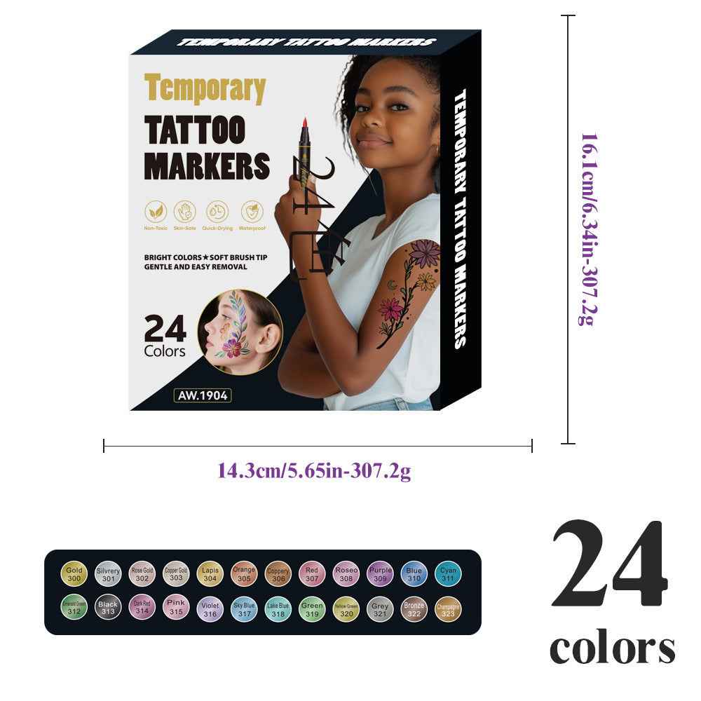 10/12/18/24 Colors Temporary Tattoo Markers Set 24 Color
