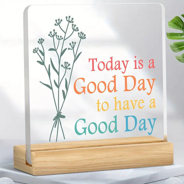 A Good Day Positive Desk Decor Sign for Office Home 2 Pack