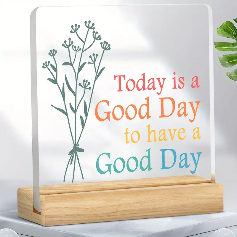 A Good Day Positive Desk Decor Sign for Office Home 2 Pack