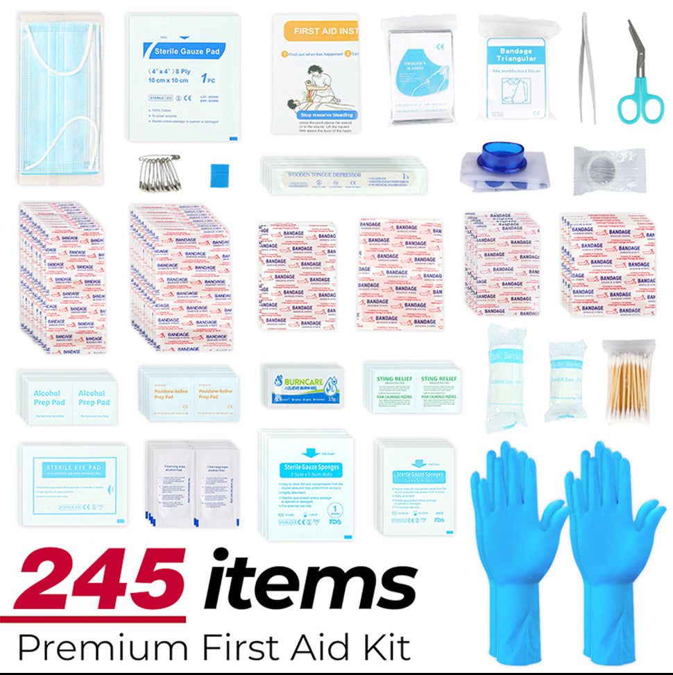 245-Piece First Aid Kit | Portable Home, Car & Wall-Mount Emergency Medical Box