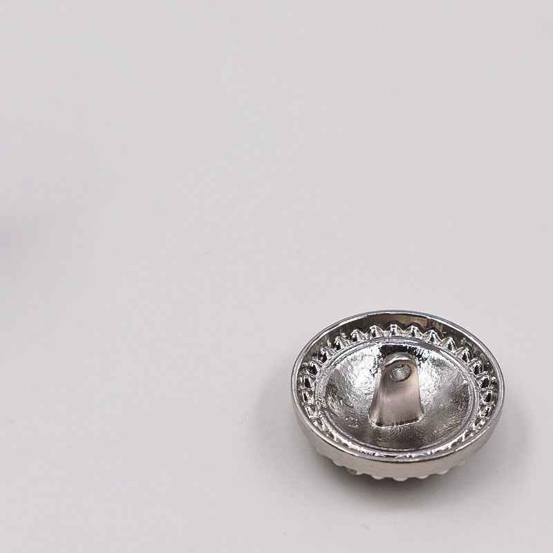 Silver-tone metal button back with loop shank and ridged edge