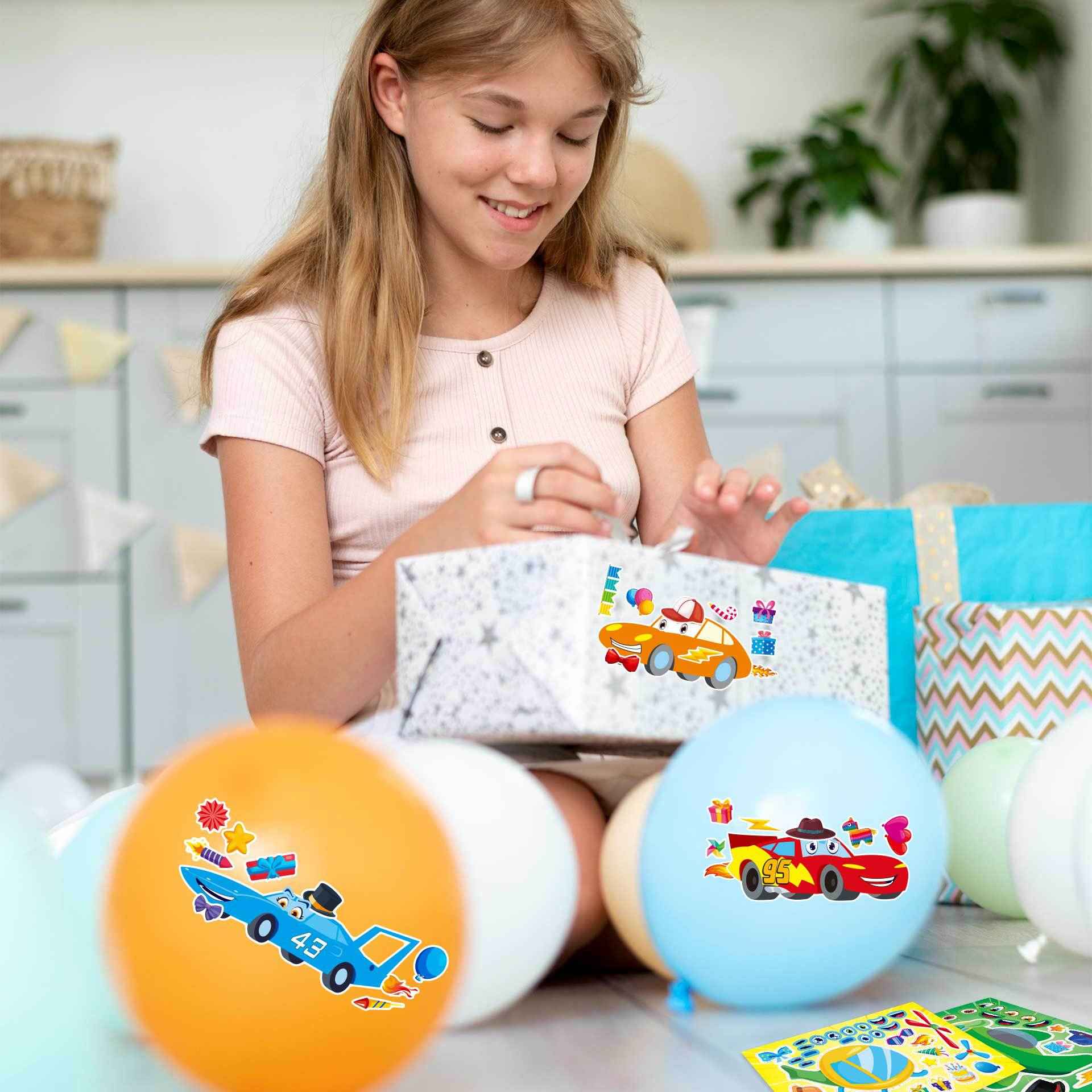 32 Sheets Cartoon Car Airplane Make Your Own Stickers for Kids