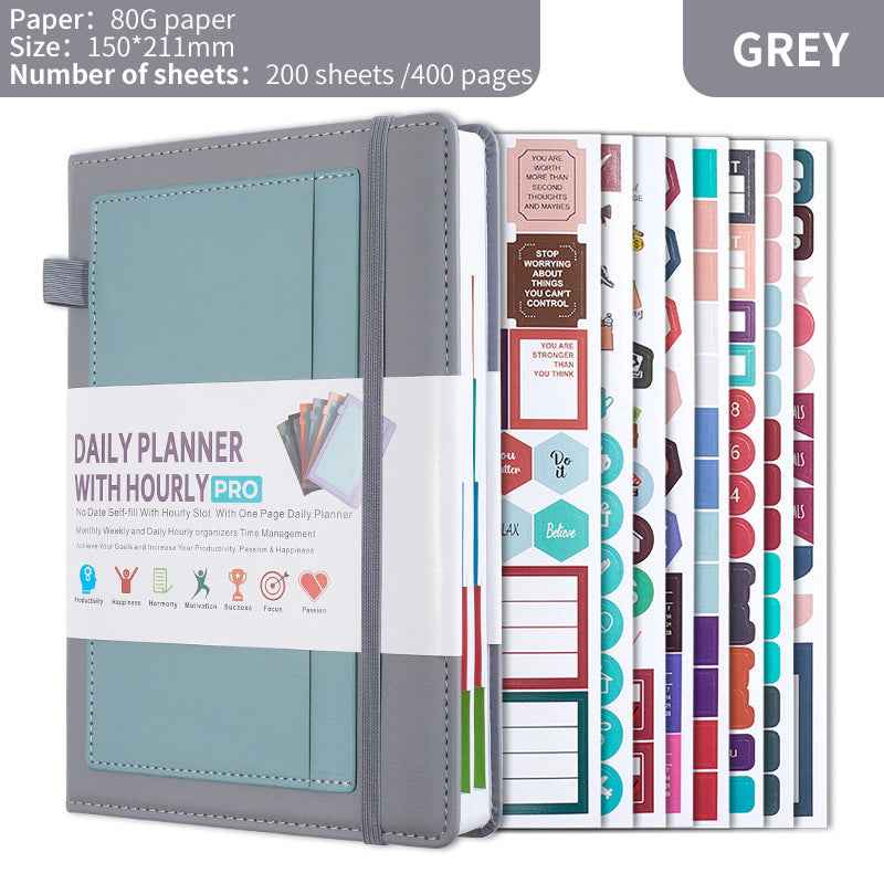 Daily Planner with Hourly PRO Schedule & to-do List – A5 Grey