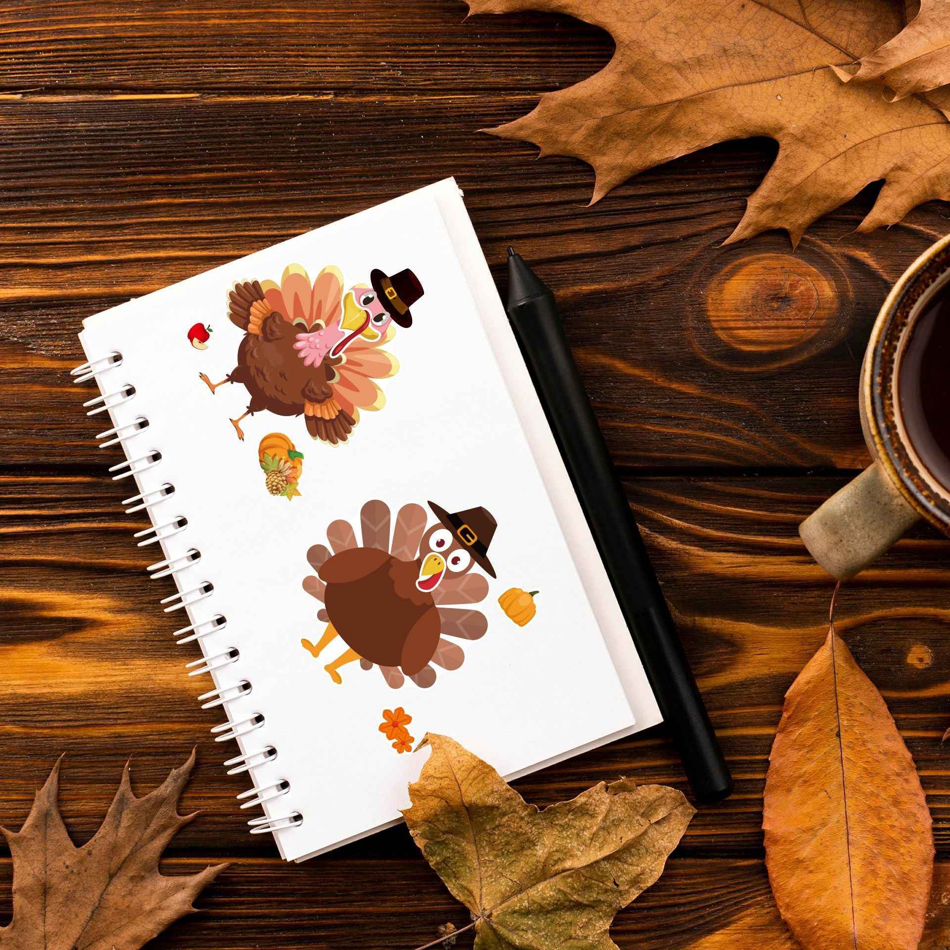 24 Sheets Thanksgiving Make A Turkey Stickers for Kids
