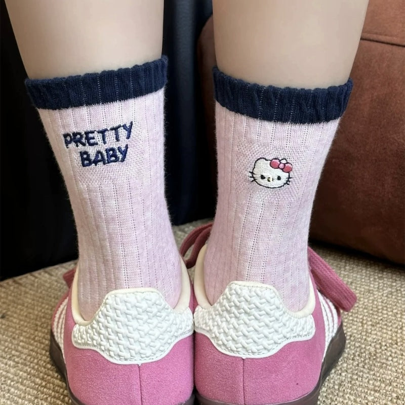 Hello Kitty Embroidered Colour-Block Crew Socks 4-Pack