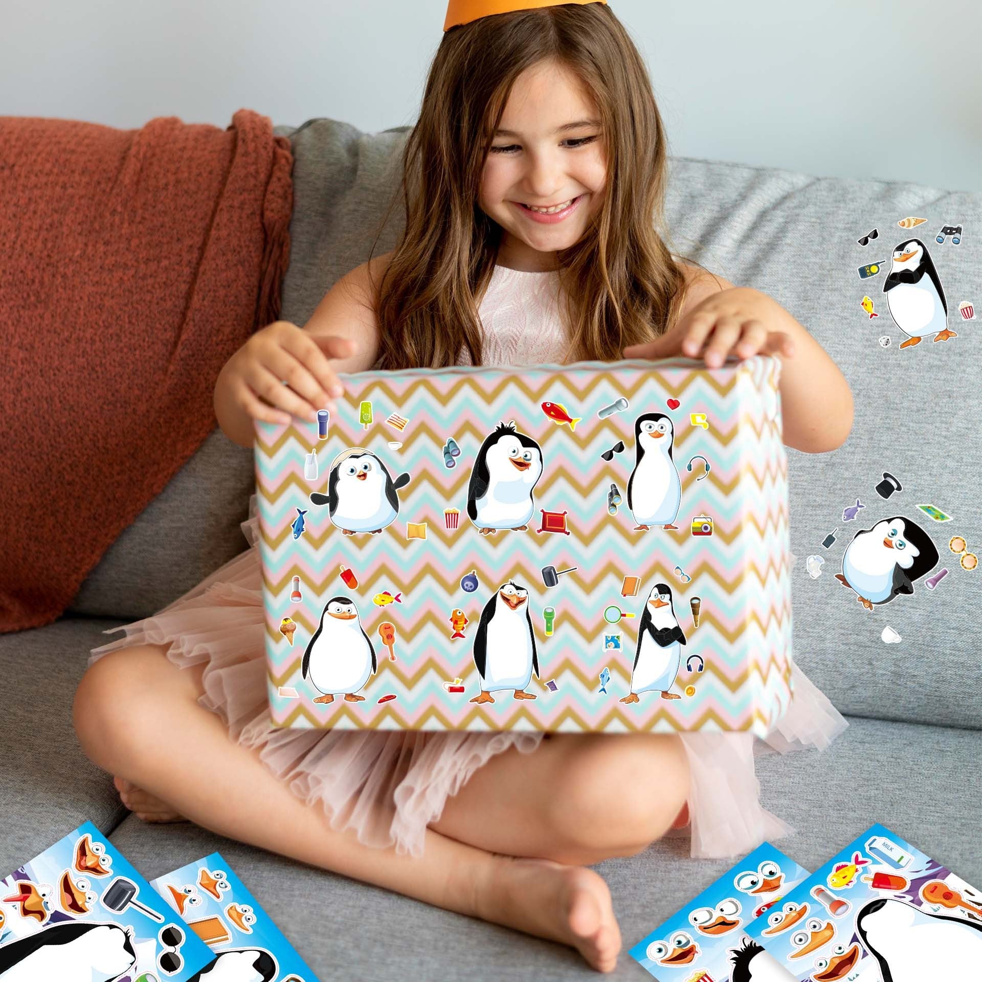 Make a Face Cartoon Penguin DIY Stickers for Kids 24 Sheets