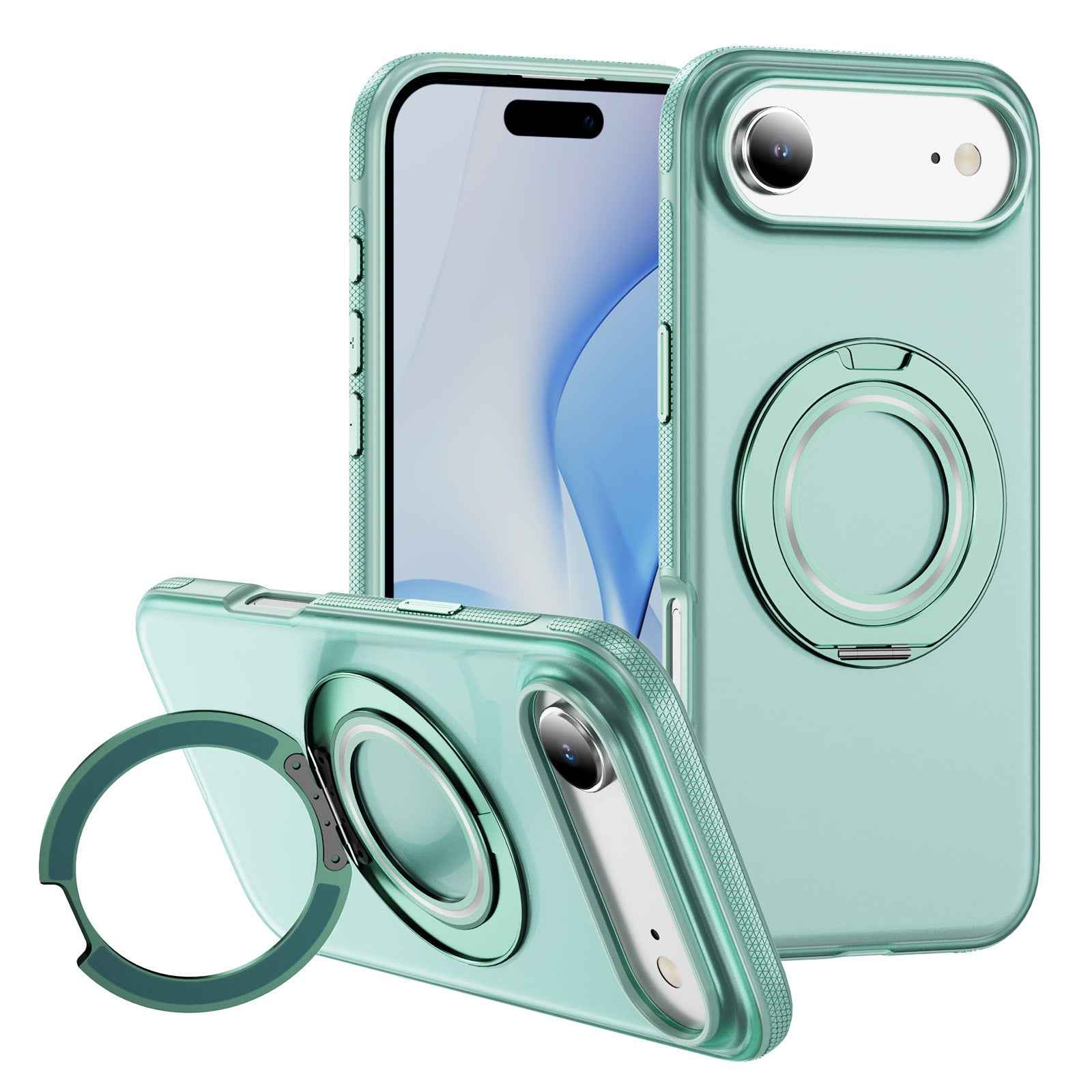 iPhone 17 Rotating Stand Phone Case Green