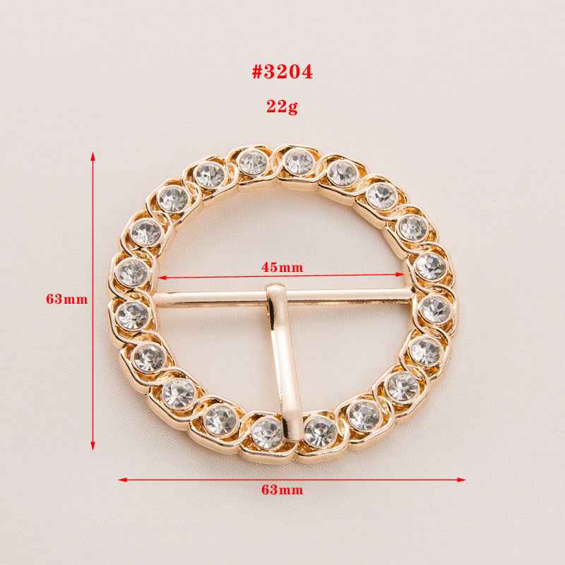 Runde 45-mm-Gürtelschnalle mit Strass, silberner und goldener Rahmen, 2 Stück