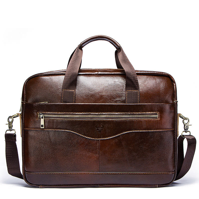 Vintage Leather Messenger Bag for Men MacBook Air 13.3 Inch Laptop Black