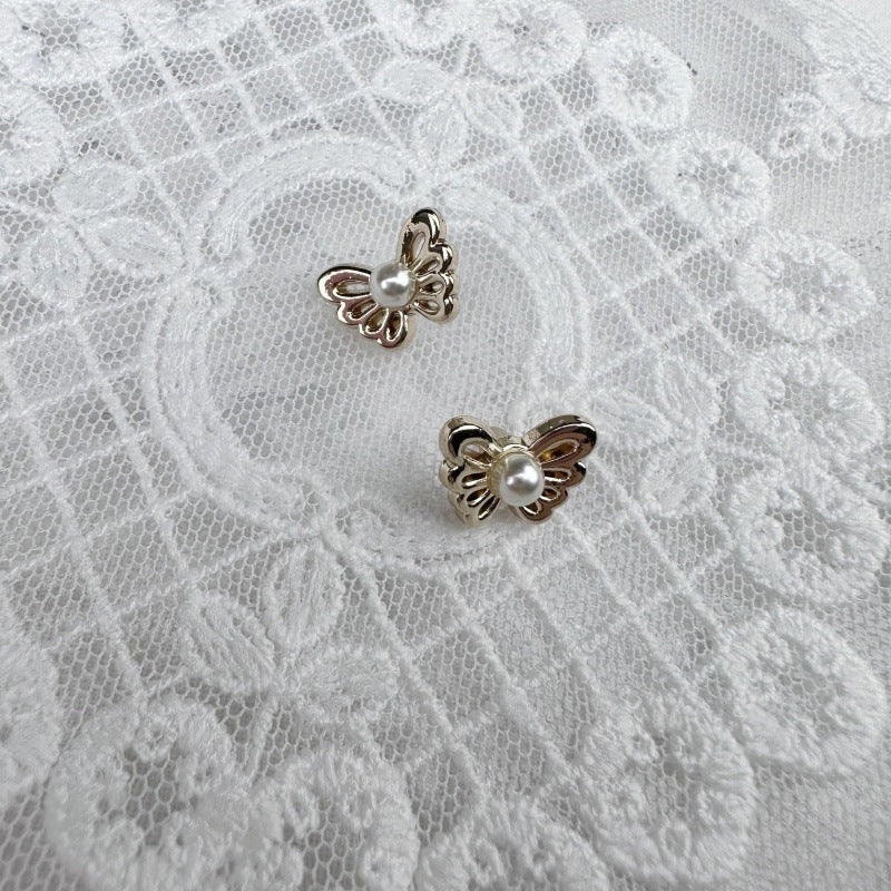 Butterfly pearl metal shank buttons, gold and silver tone set of 20