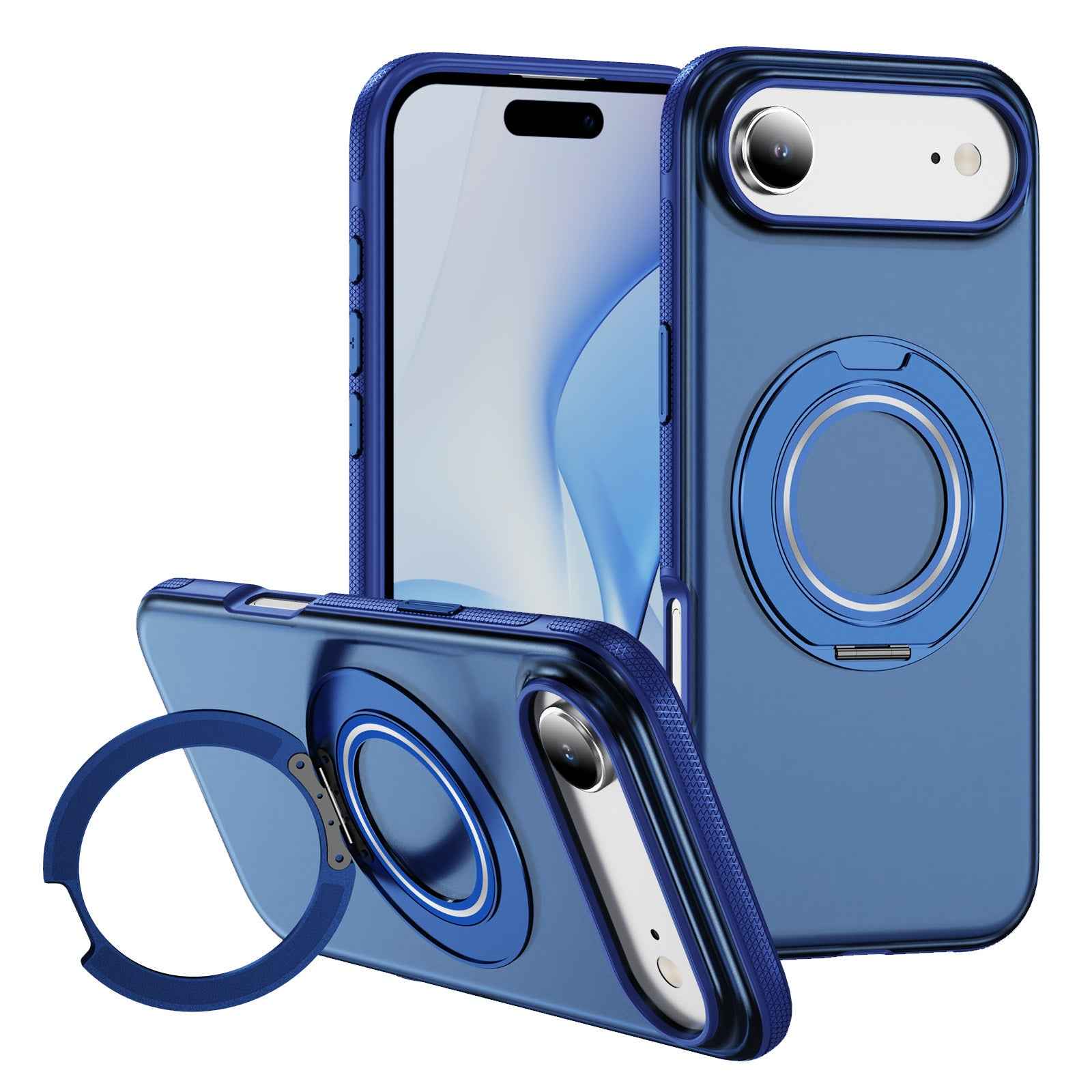 iPhone 17 Rotating Stand Phone Case Blue