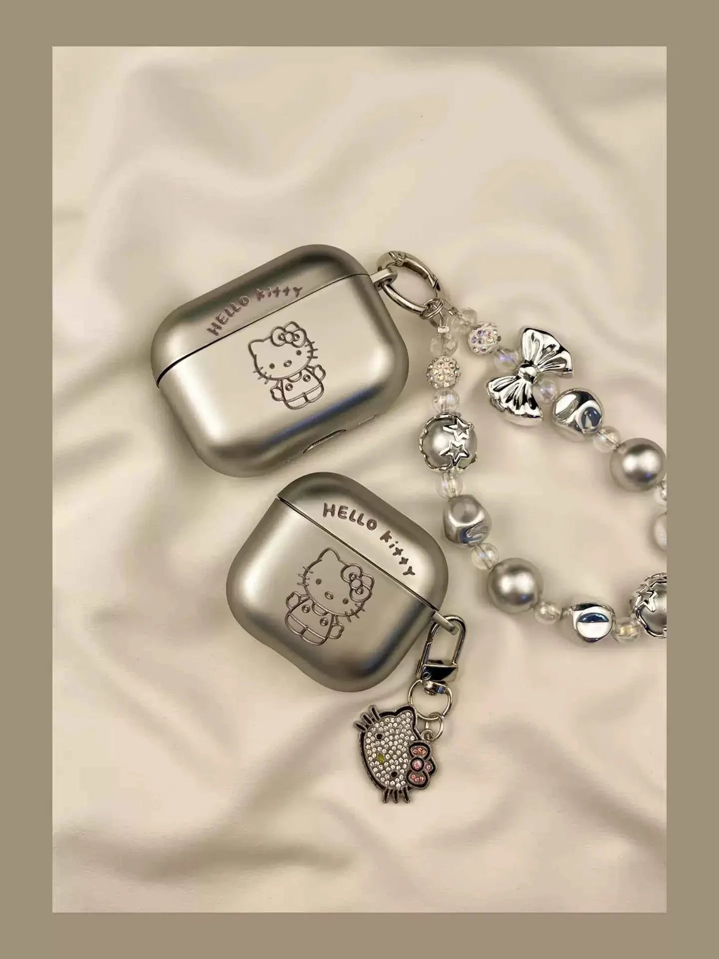 Premium Silver Electroplated Hello Kitty Apple AirPods Case