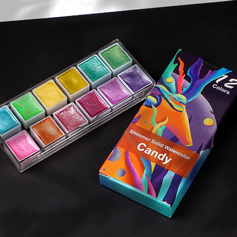 12 Vintage Candy Color Solid Watercolor Paint Set Vintage