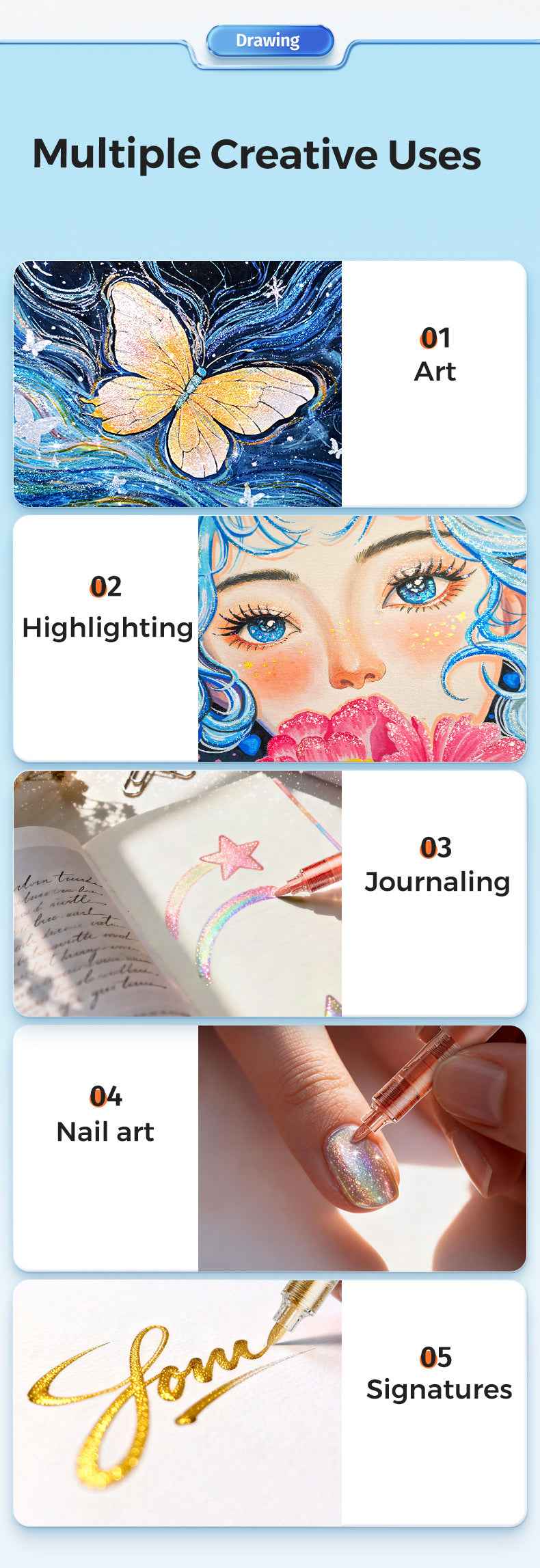 ENMY 12 Colors Outshiner Glitter Markers Pen