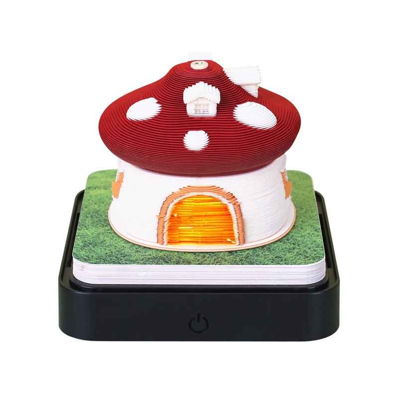 2024 Time Piece Mushroom Calendar Memo Pad with LED Lights Red