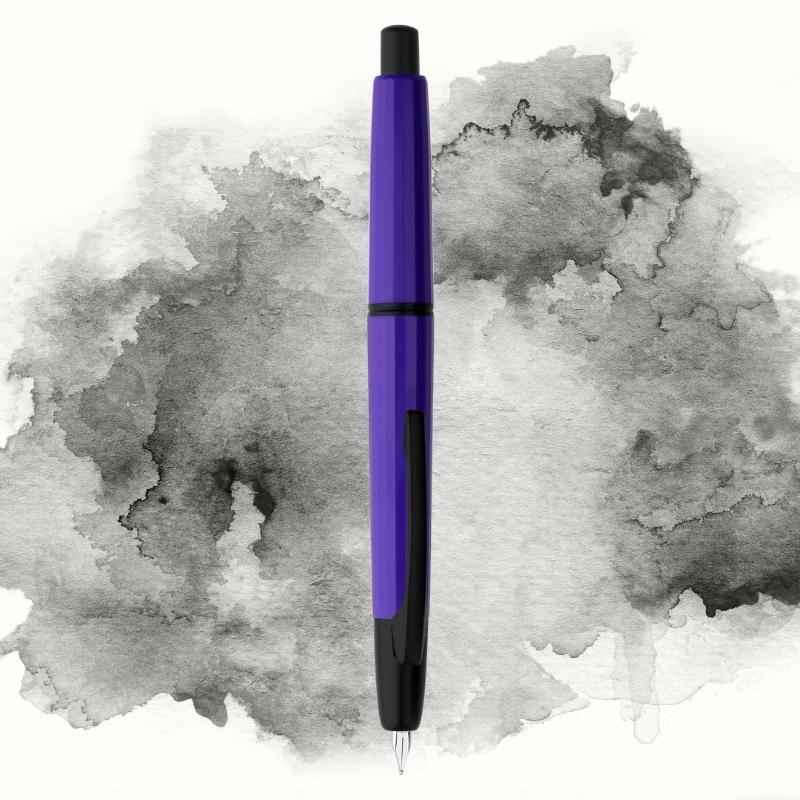 Majohn A2 Press Retractable Fountain Pen Extra Fine Nib with Box Purple--Black Clip