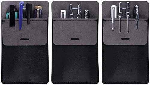 3 Pack PU Leather Heavy Duty Pen Holder Pouch Pocket Protector Black