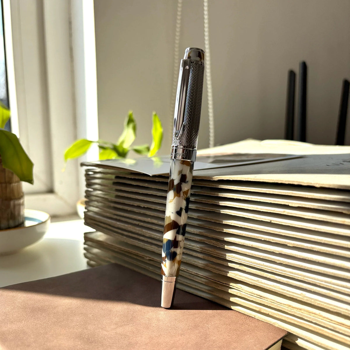 Vintage-Style Rollerball Pen, 0.6mm, Schmidt 888 F Black Ink Budding