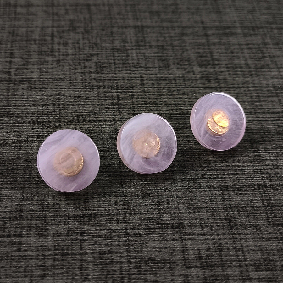 Faux agate resin shank buttons, light purple round