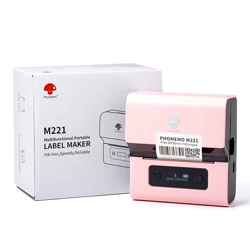 Phomemo M221 Label Makers- 3 Inch Barcode Label Thermal Printer Pink