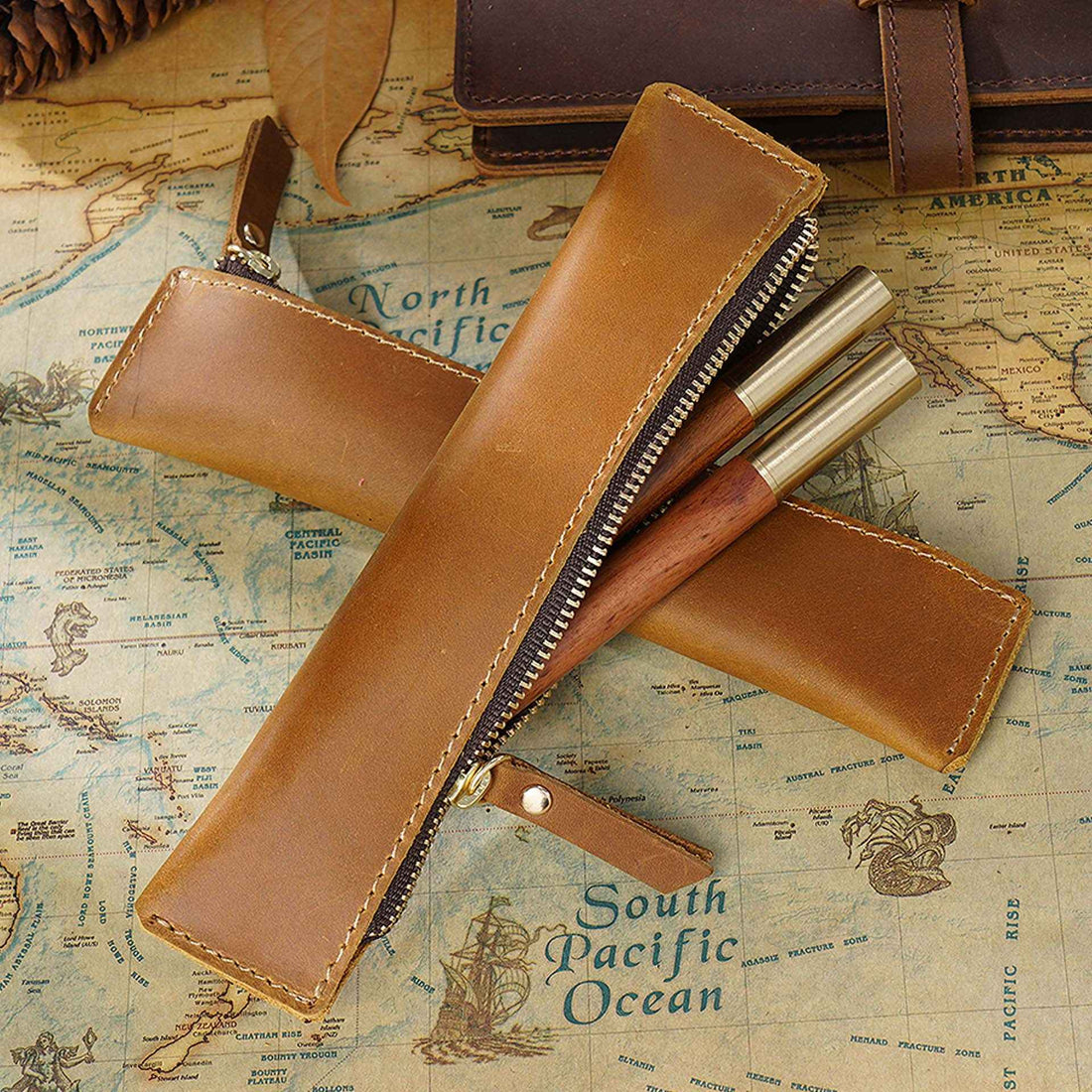 Mini Genuine Leather Fountain Pen Case Sleeve Black