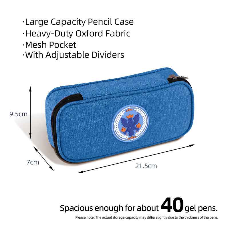 Large Capacity Oxford Fabric Pencil Case School Stationery Bag Blue