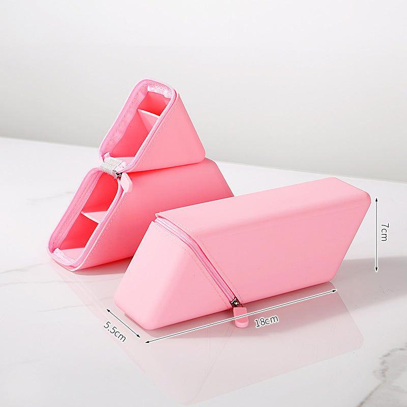 Silicone Pencil Case Pouch – Expandable Standing Organizer Pink