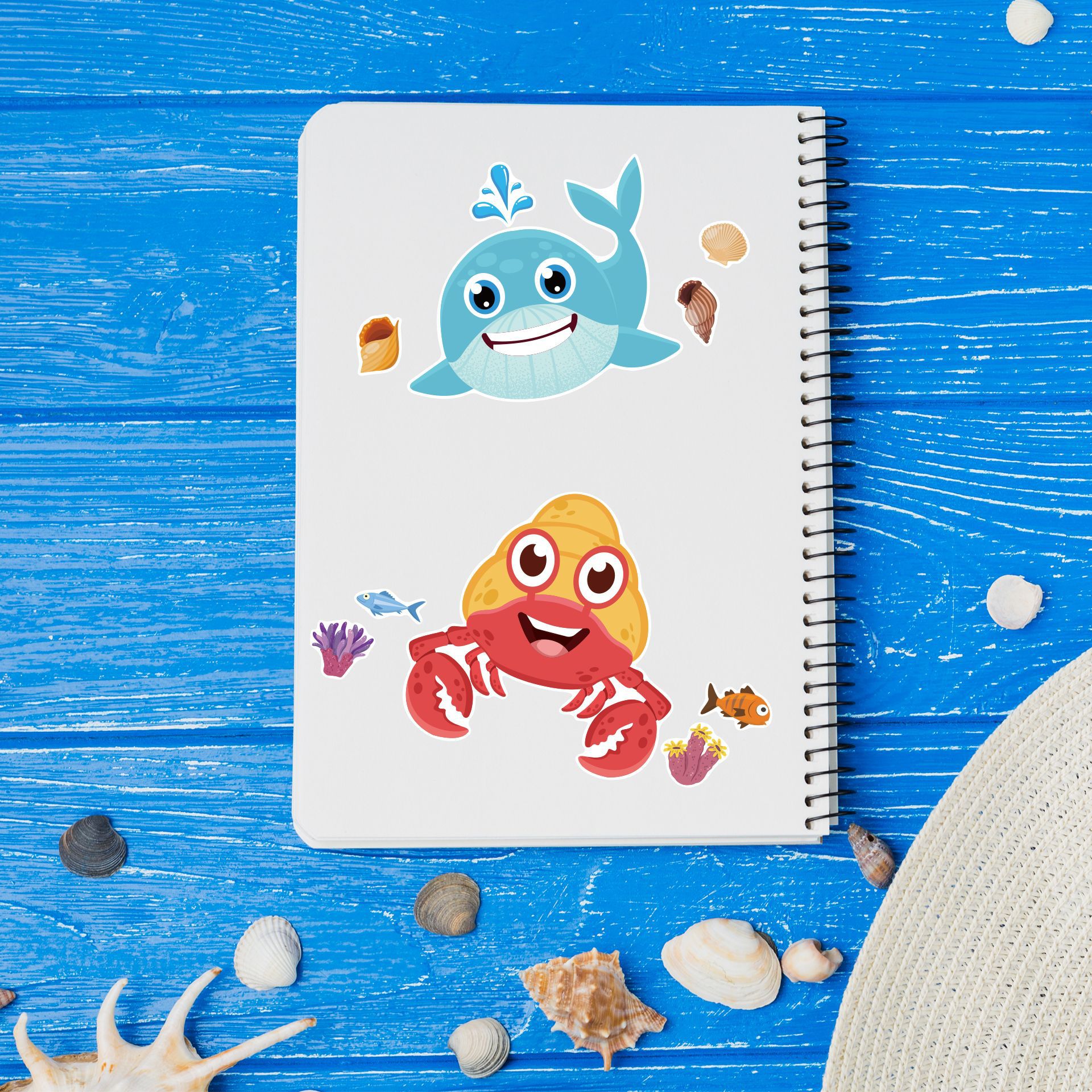 Make a Face Cartoon Sea Animals DIY Stickers for Kids 24 Sheets