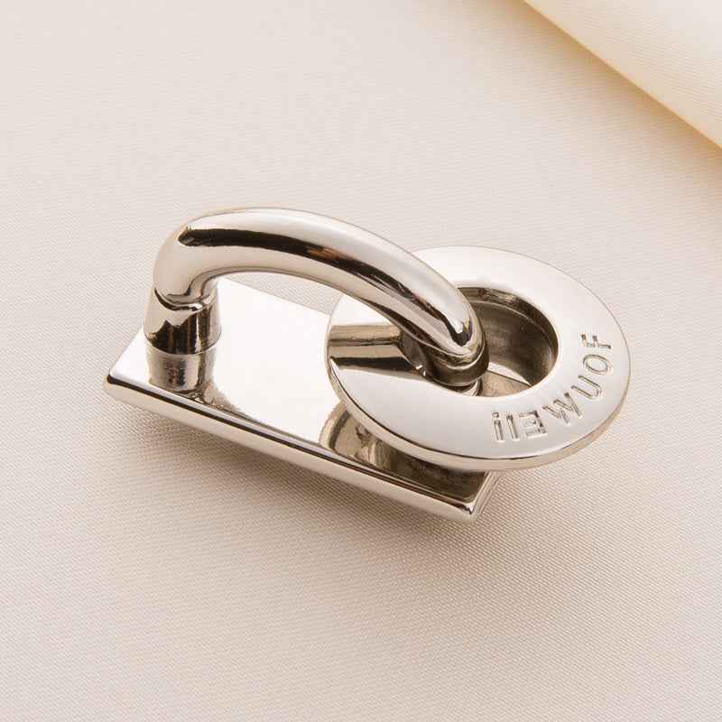 Silver 30mm metal buckle clasp fastener with oval loop and engraved round back