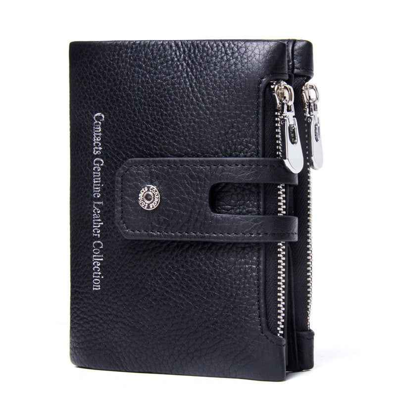 Men Leather Trifold Wallet RFID Blocking Coffee