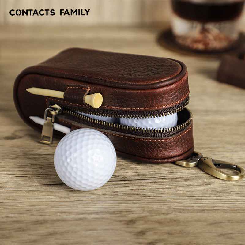 Contacts Family Golf Ball Holder – Leather Ball Protectors Pouch