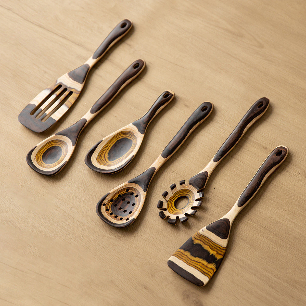 Moroccan Gradient Colorful Wooden Spoon | Pasta Server & Rice Ladle