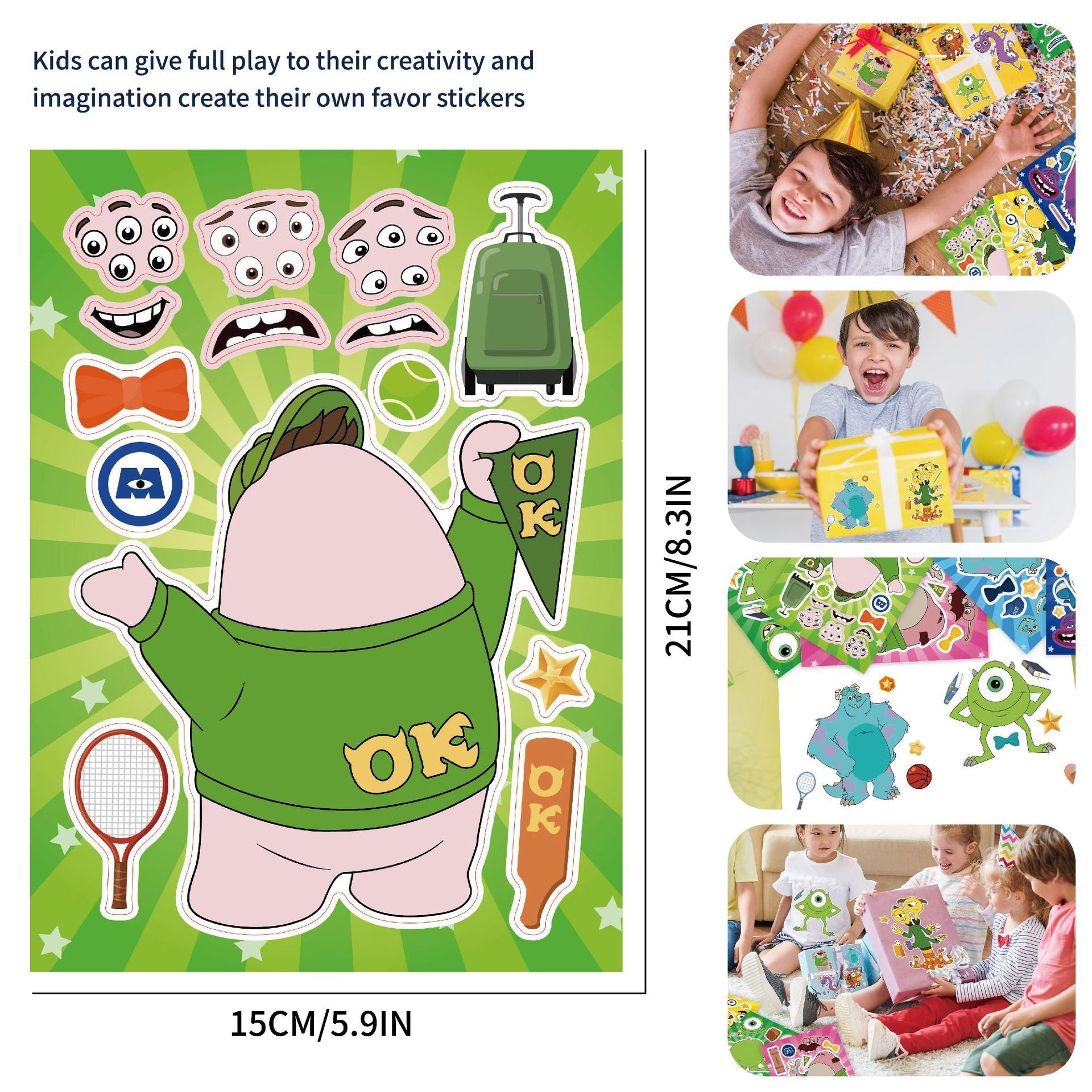 Make a Face Monsters University Stickers for Kids 32 Sheets