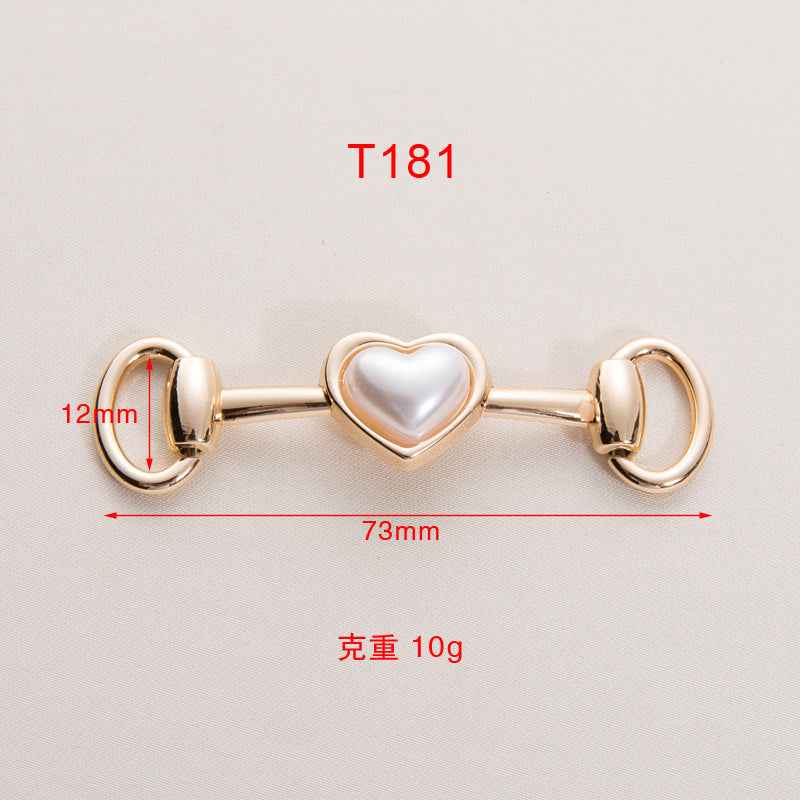 Herzförmige Metallketten-Buckle, 73 mm, goldene und silberfarbene Herzen