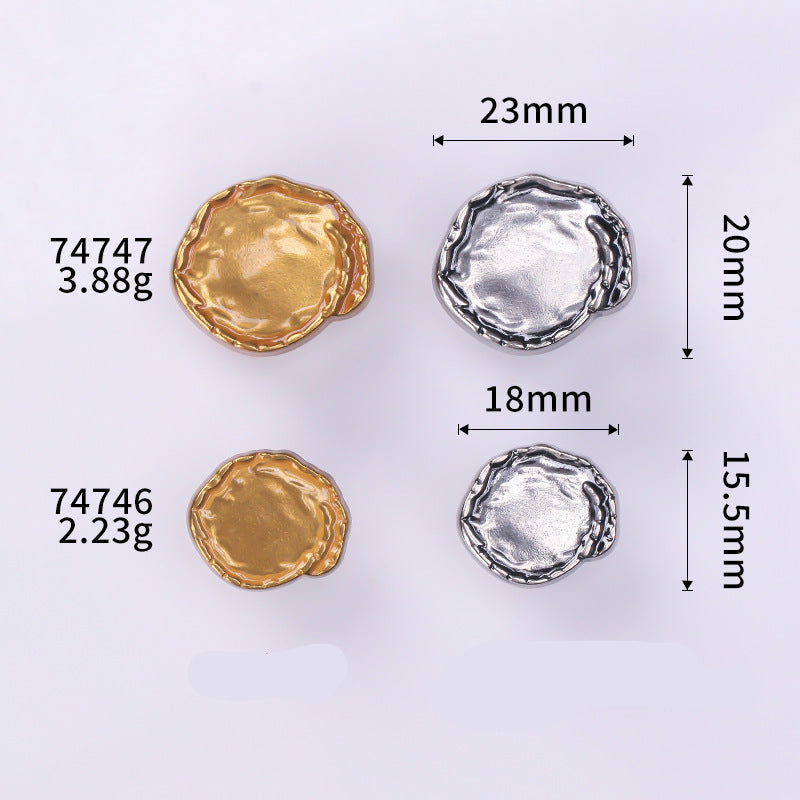 Irregular concave metal shank buttons (set of 20) in antique gold and antique silver