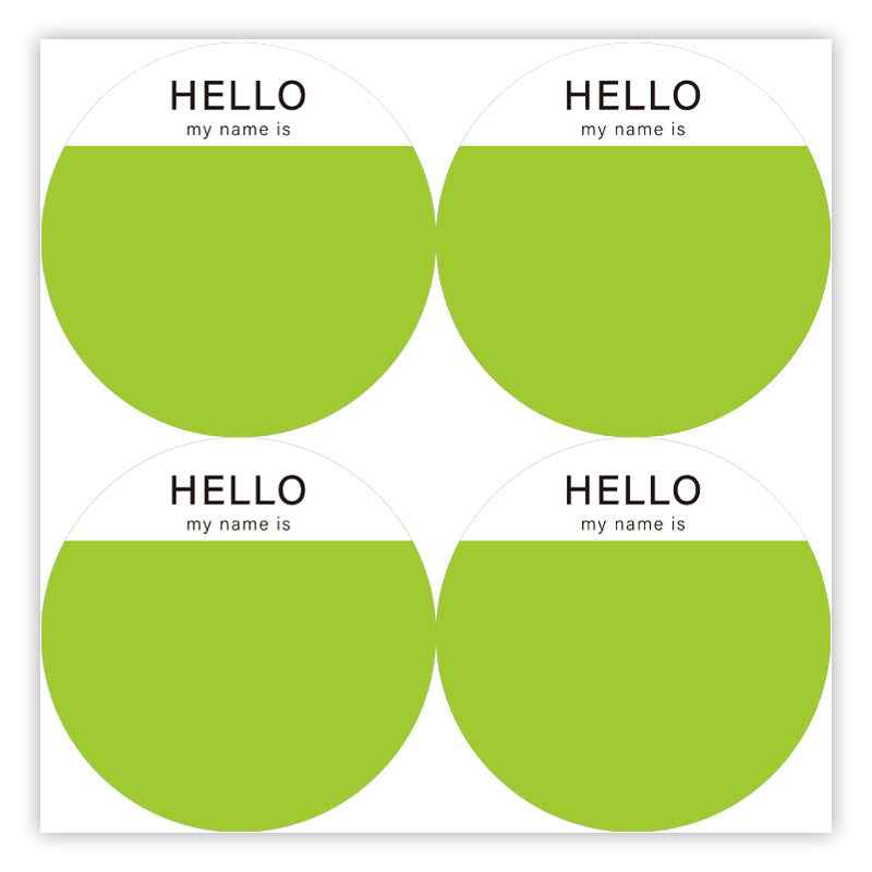200Pcs Hello Name Tags Hello My Name is Stickers 8cm Round Light Green