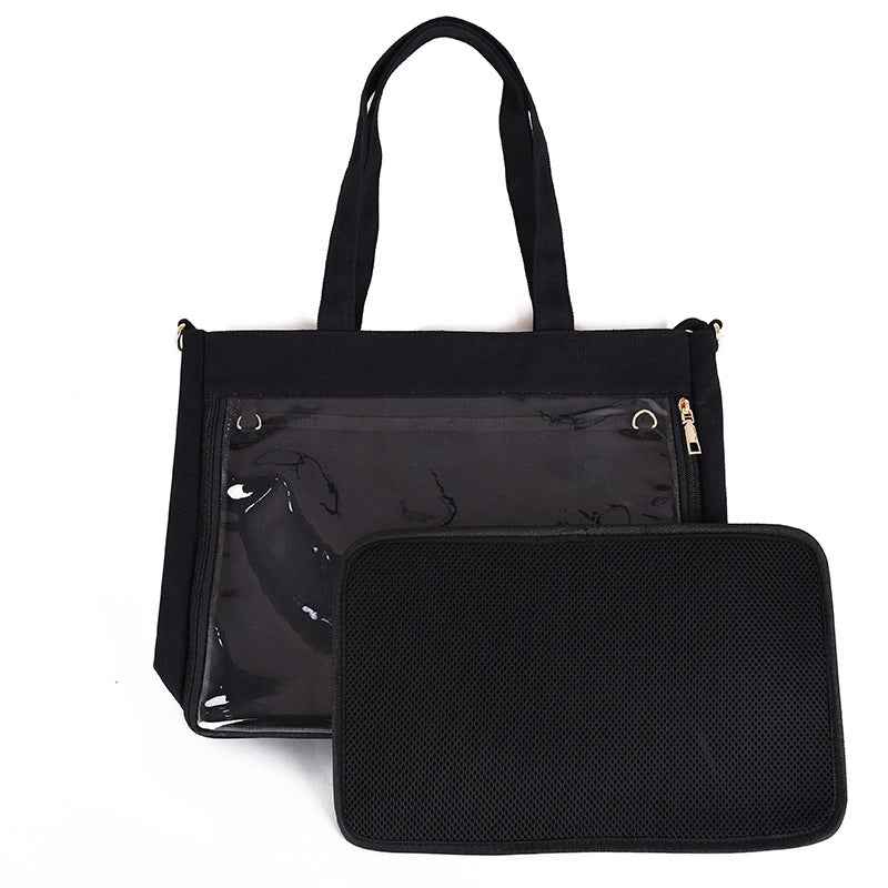 Canvas Ita Bag PVC Window Tote Black