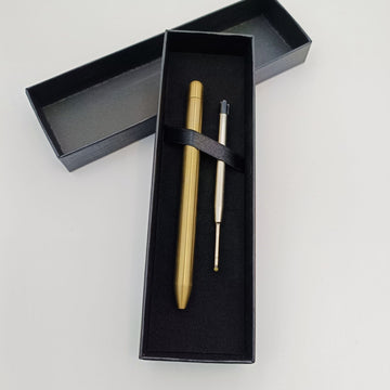 2pcs Solid Brass Mini Ballpoint Pen Metal Pocket Pen with Extra Refill